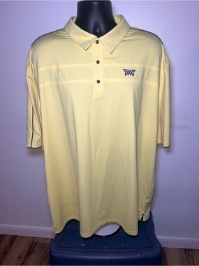 PXG Polo Shirt Mens 2XL Yellow Golf Performance Stretch Snap Collar Logo